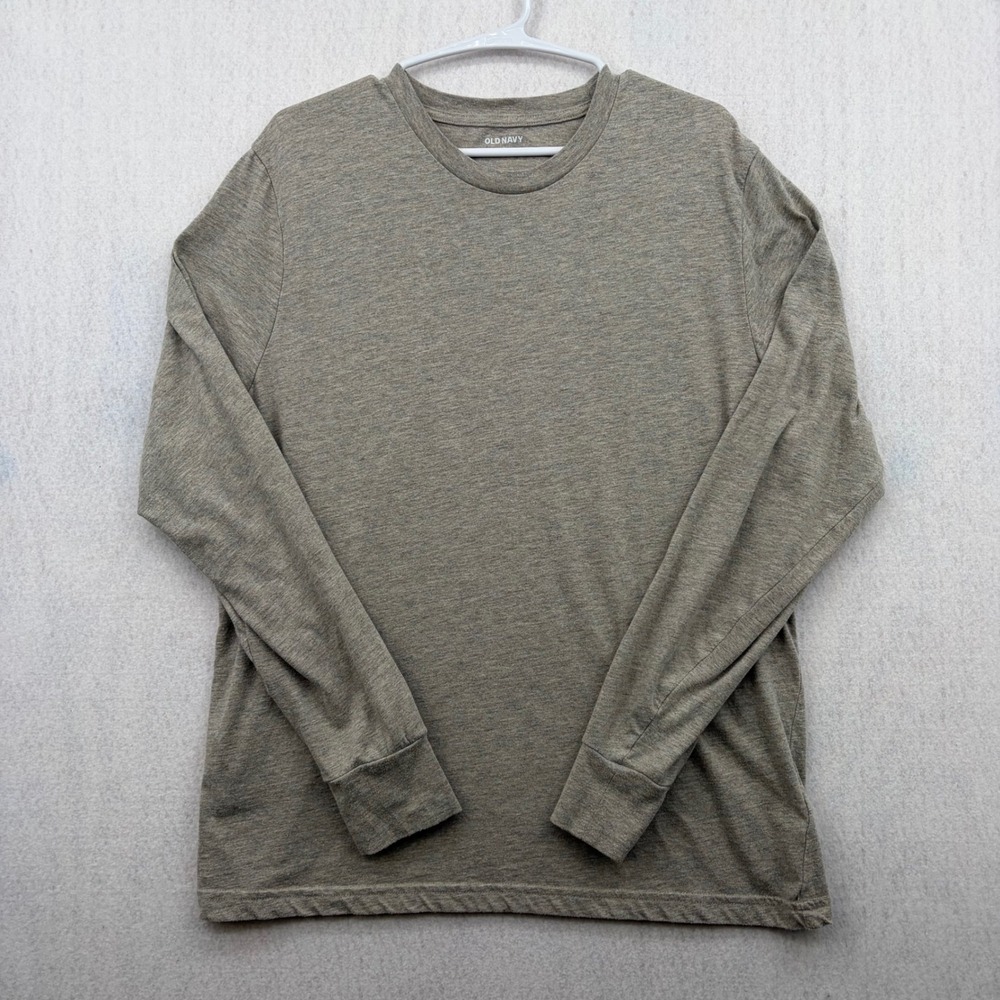 Old Navy Mens Large Soft-Washed Long Sleeve Crew Neck T-Shirt Heathered Green